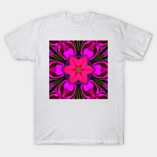 Psychedelic Hippie Flower Pink Purple and Black T-Shirt